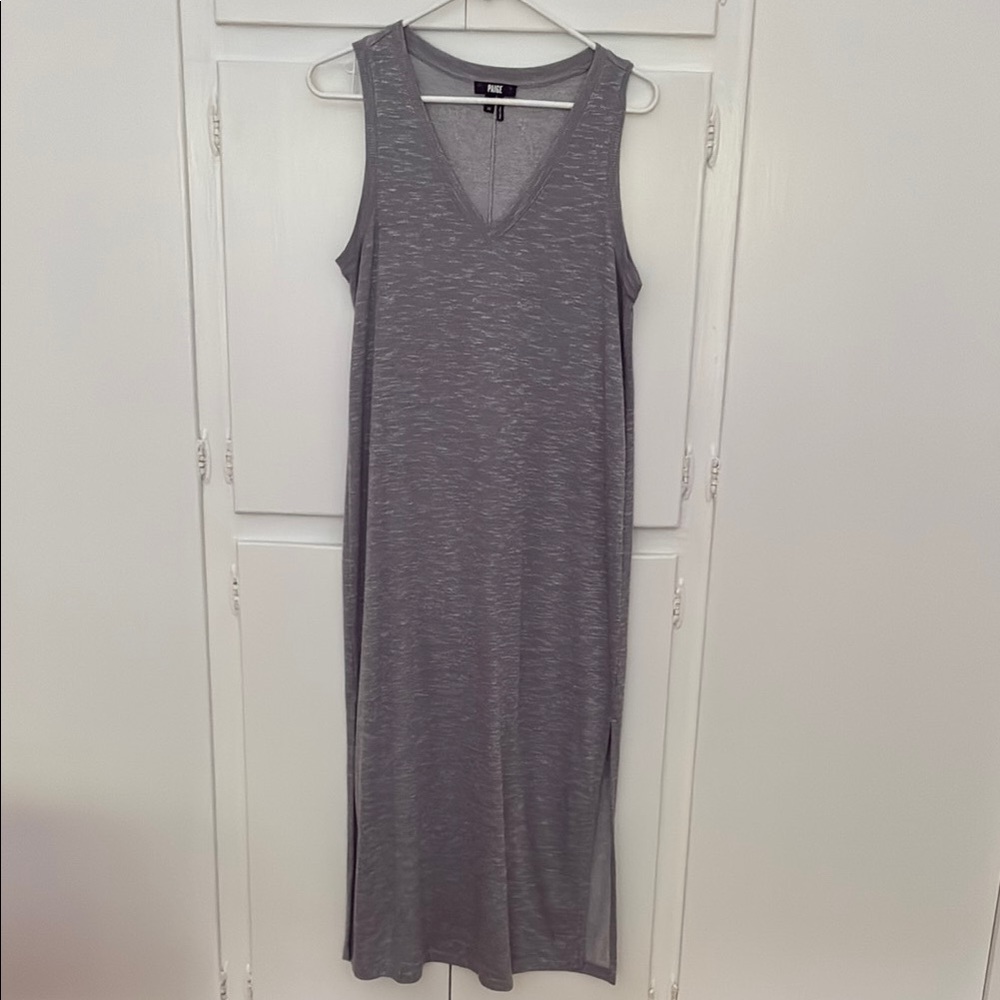 Gray Sleeveless Paige Maxi Dress with slit on both sides